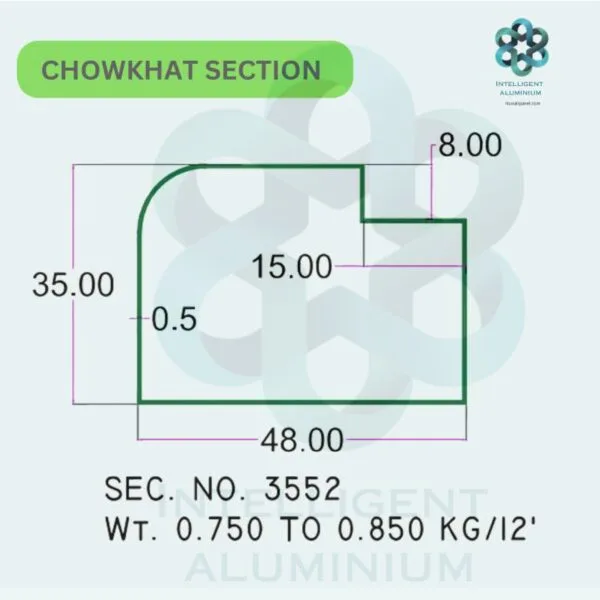 Aluminium Chowkhat Door Frame Section