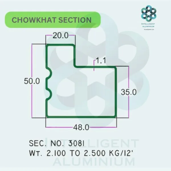 Aluminium Chowkhat Door Frame Section