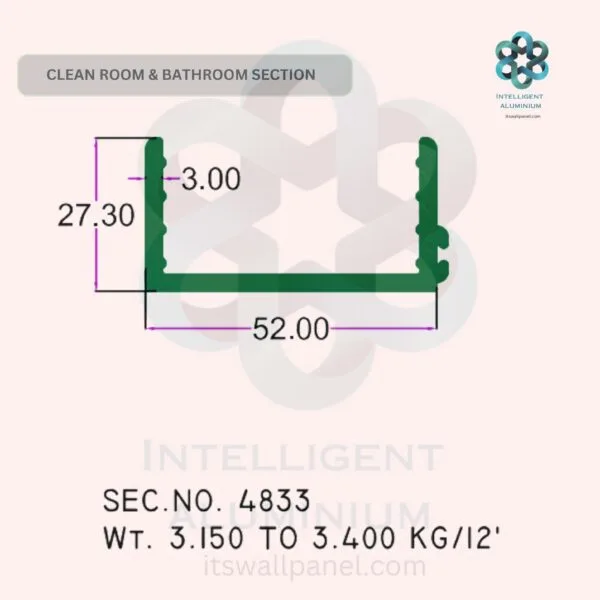 Aluminium Clean Room – Restroom Cubicle Section ► Architectural Aluminium Extrusion
