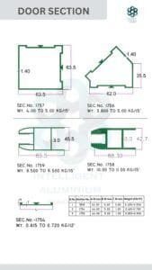 DOOR SECTION_010 ► Architectural Aluminium Extrusion Aluminium Door Sections Manufacturer ► Architectural Aluminium Extrusion