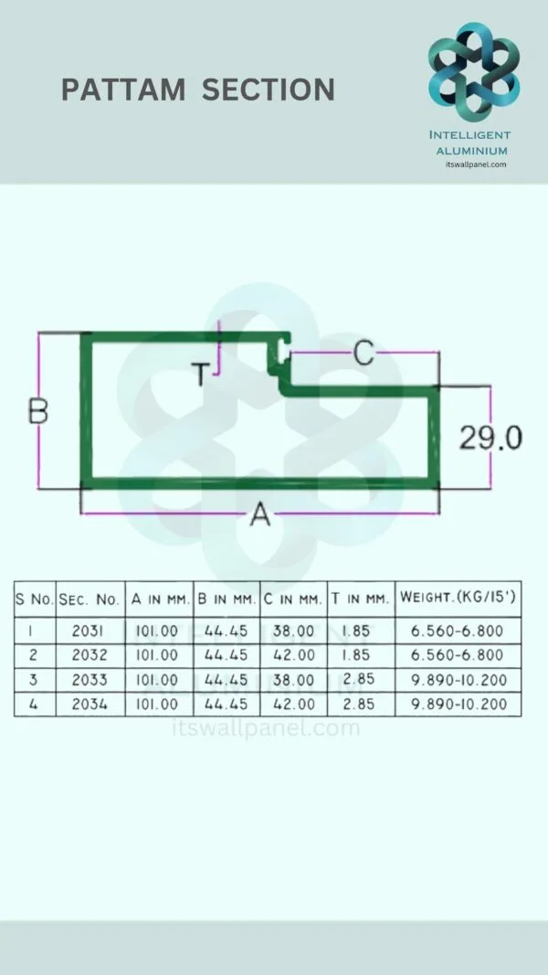 Aluminium Pattam Section ► Architectural Aluminium Extrusion