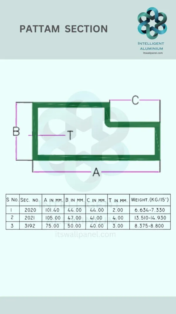 Aluminium Pattam Section ► Architectural Aluminium Extrusion