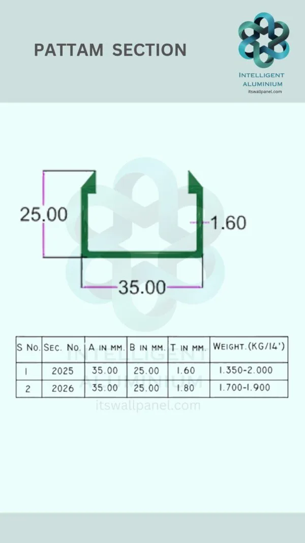 Aluminium Pattam Section ► Architectural Aluminium Extrusion