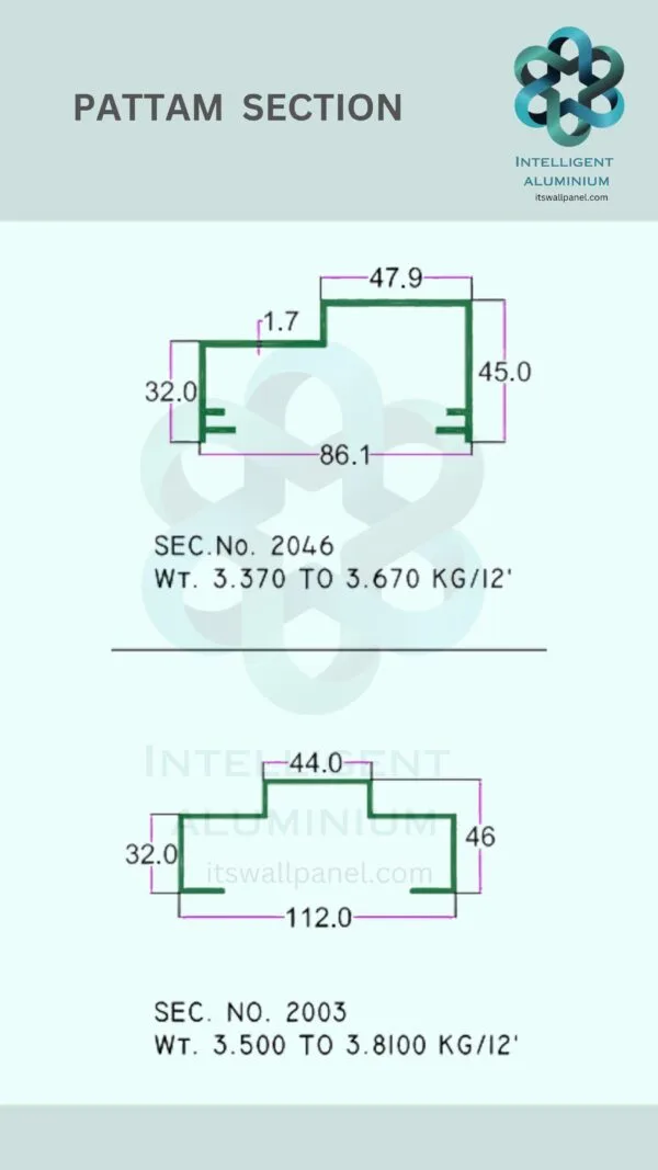 Aluminium Pattam Section ► Architectural Aluminium Extrusion