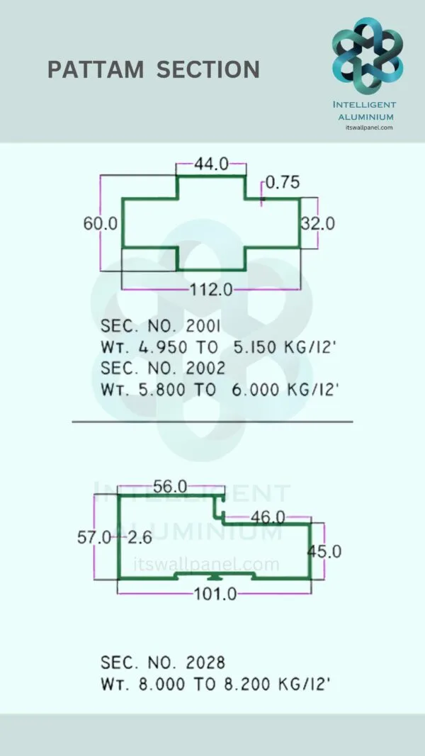Aluminium Pattam Section ► Architectural Aluminium Extrusion