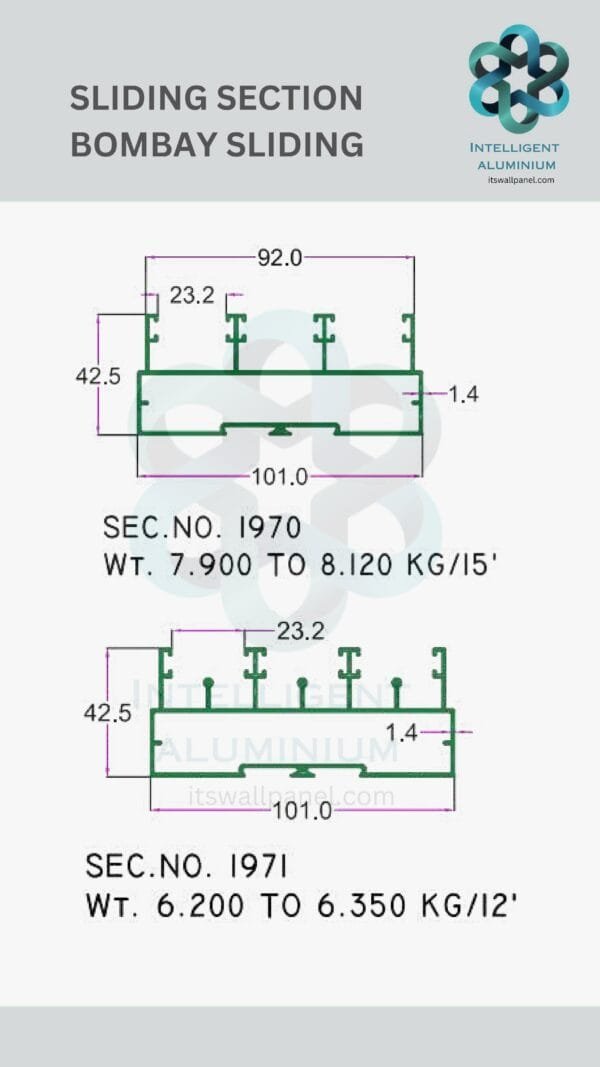 Aluminium Bombay Sliding Section ► Architectural Aluminium Extrusion