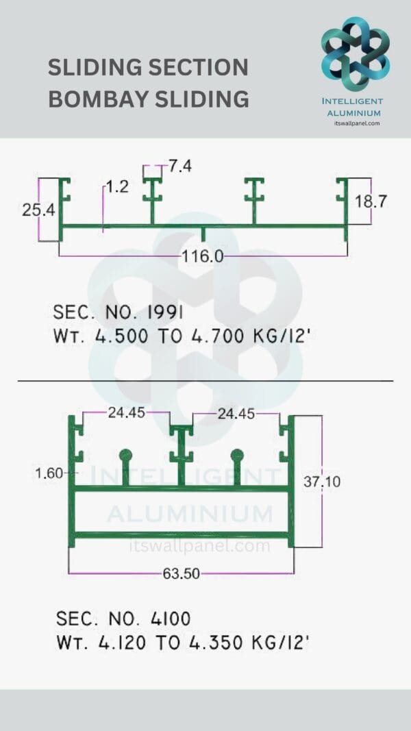 Aluminium Bombay Sliding Section ► Architectural Aluminium Extrusion