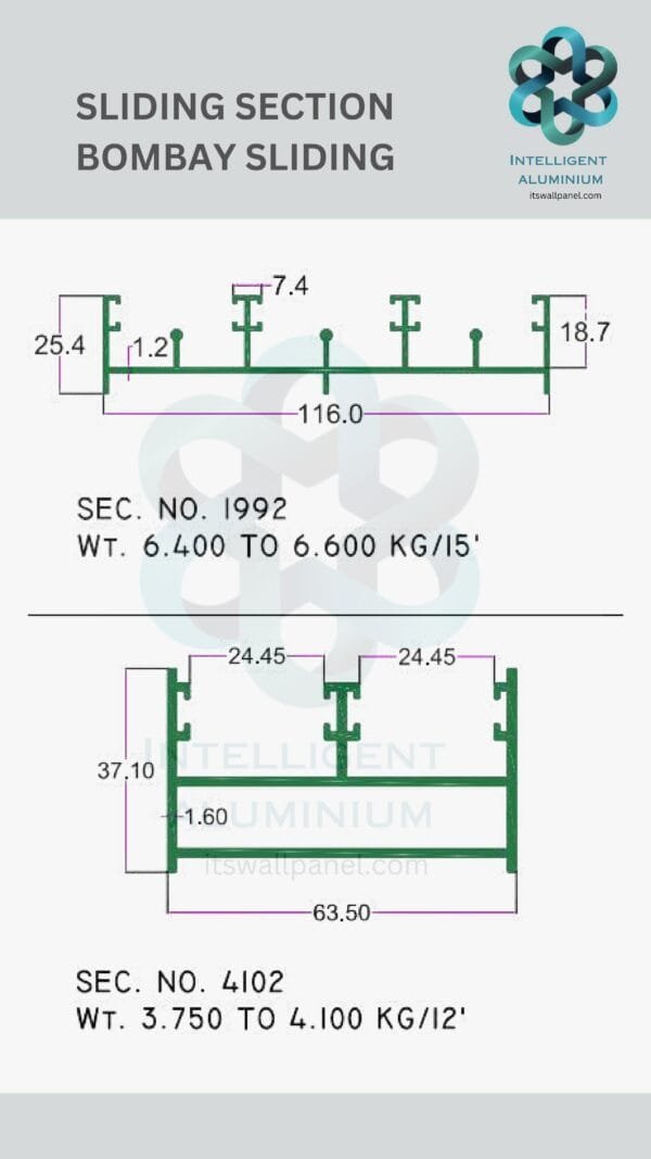 Aluminium Bombay Sliding Section ► Architectural Aluminium Extrusion