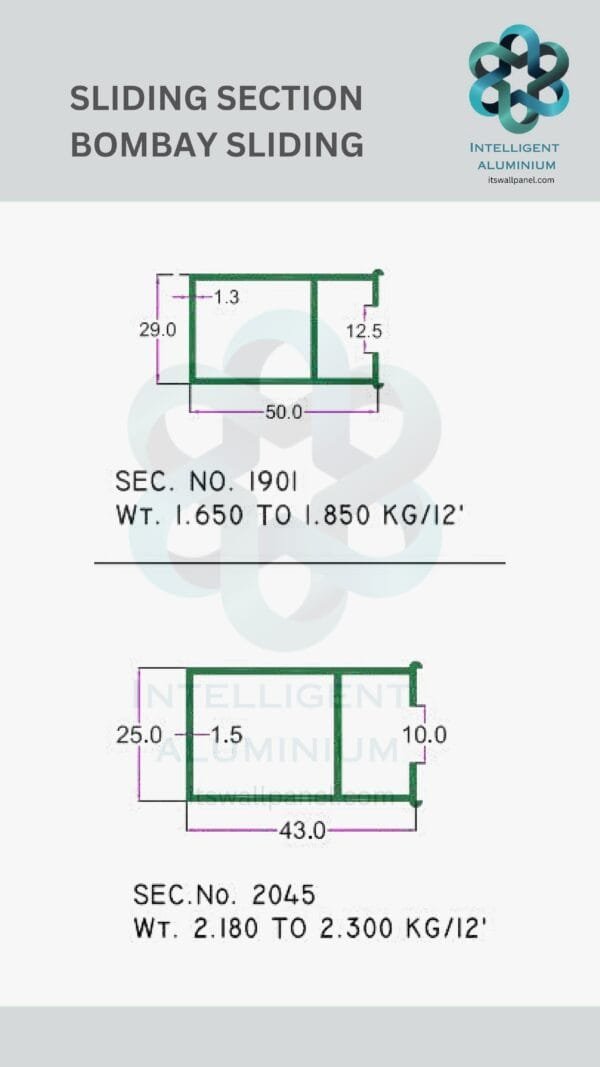 Aluminium Bombay Sliding Section ► Architectural Aluminium Extrusion