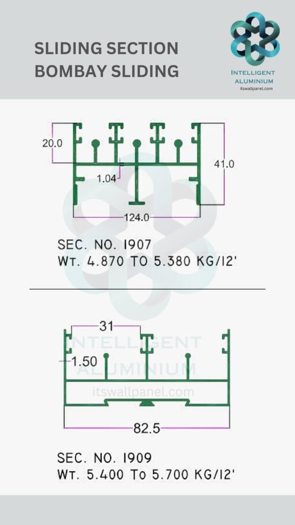 Aluminium Bombay Sliding Section ► Architectural Aluminium Extrusion