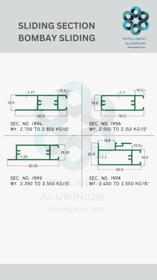 Aluminium Bombay Sliding Section ► Architectural Aluminium Extrusion