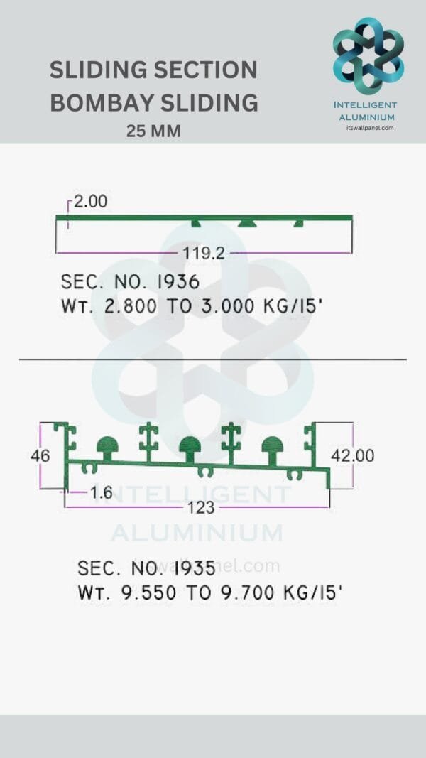 Aluminium Bombay Sliding Section ► Architectural Aluminium Extrusion