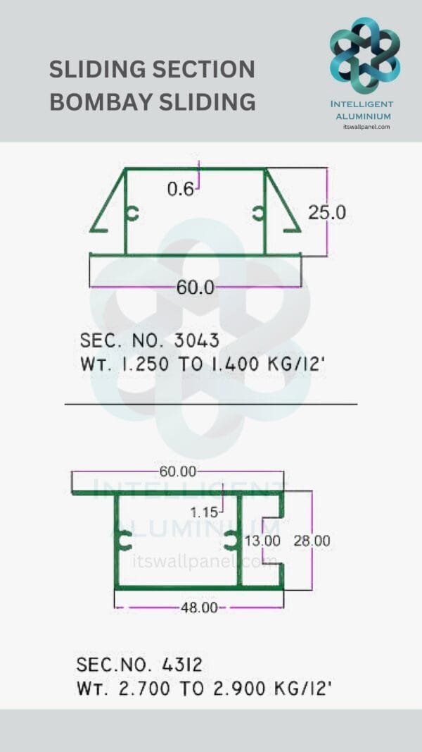 Aluminium Bombay Sliding Section ► Architectural Aluminium Extrusion