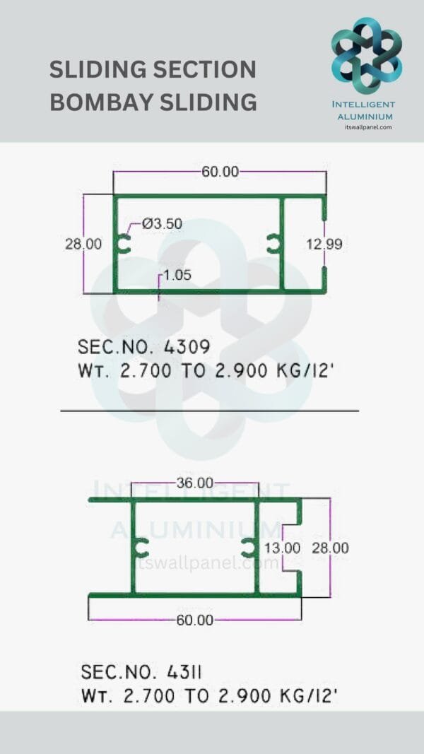 Aluminium Bombay Sliding Section ► Architectural Aluminium Extrusion