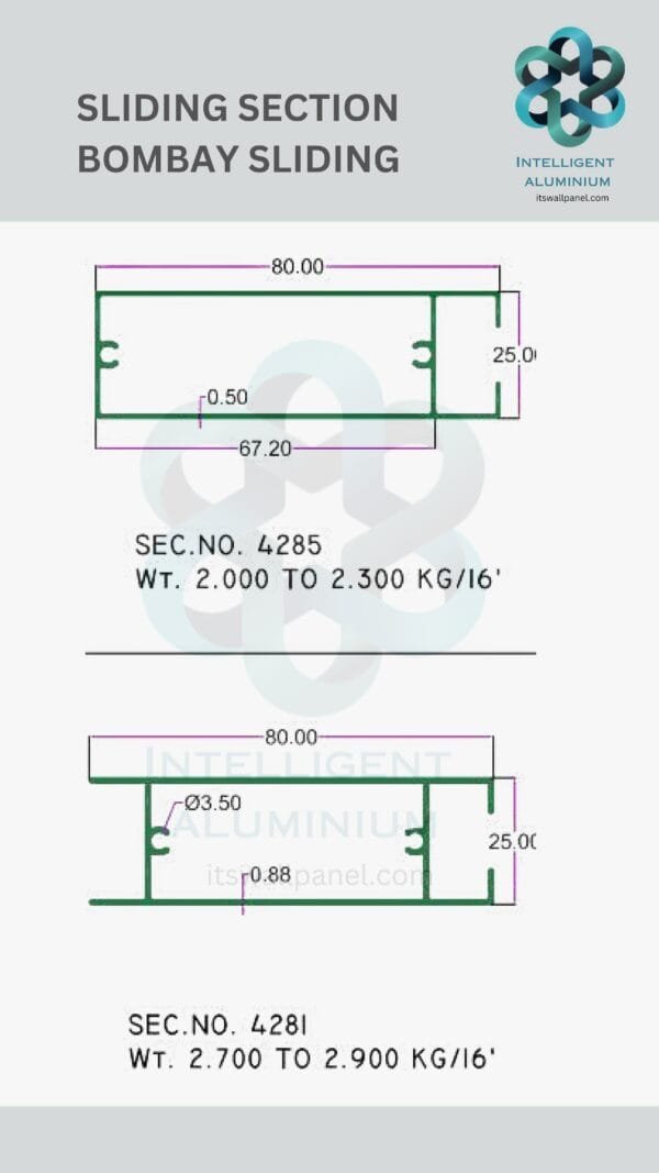 Aluminium Bombay Sliding Section ► Architectural Aluminium Extrusion