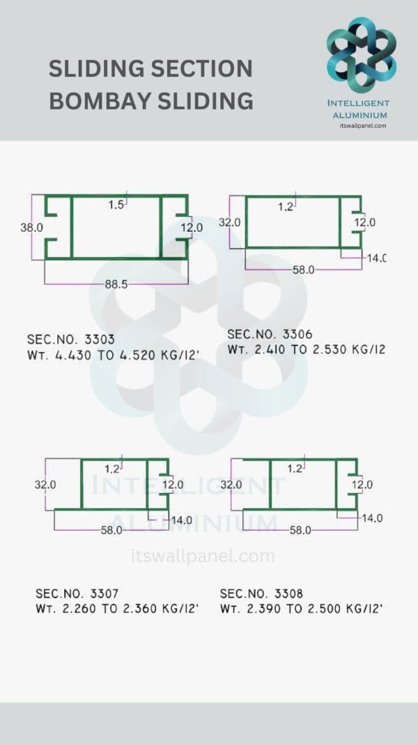 Aluminium Bombay Sliding Section ► Architectural Aluminium Extrusion