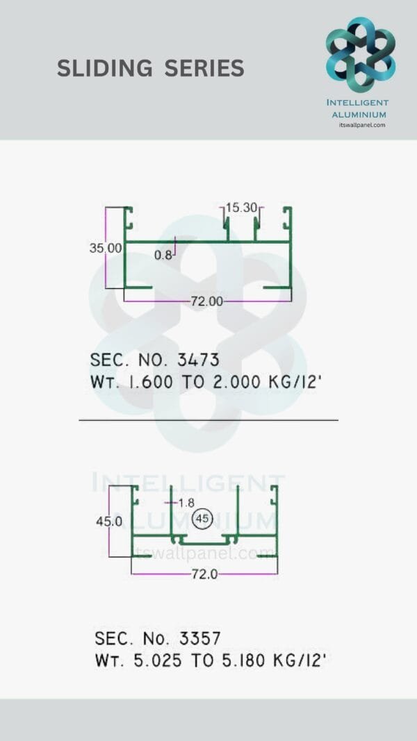 Aluminium Bombay Sliding Section ► Architectural Aluminium Extrusion