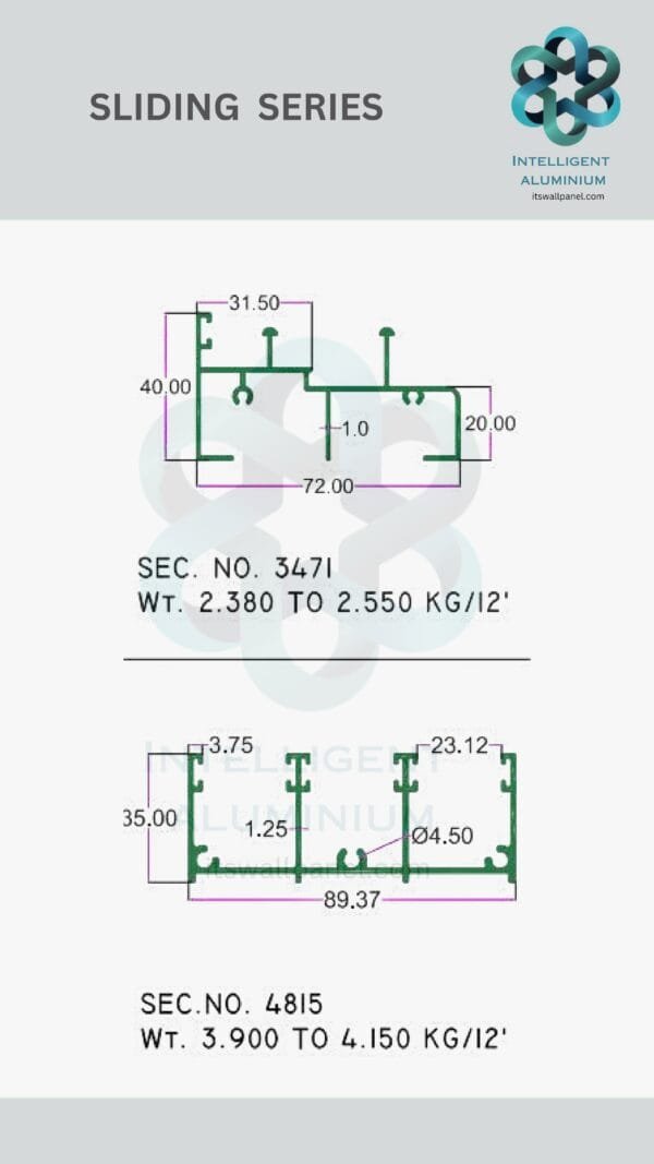 Aluminium Bombay Sliding Section ► Architectural Aluminium Extrusion