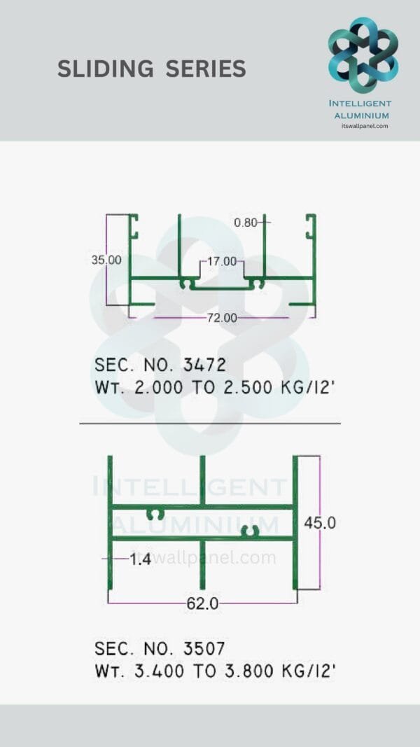 Aluminium Bombay Sliding Section ► Architectural Aluminium Extrusion