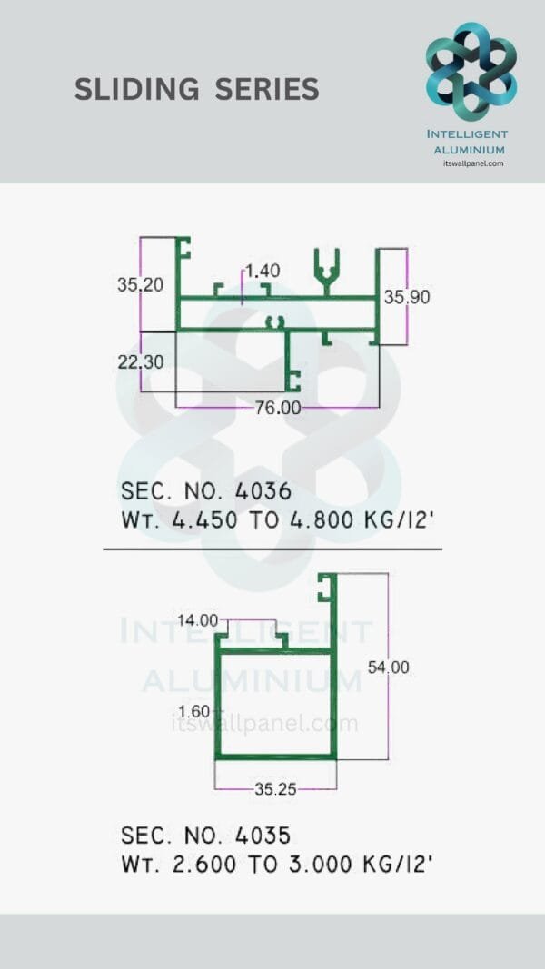 Aluminium Bombay Sliding Section ► Architectural Aluminium Extrusion