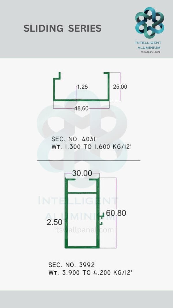 Aluminium Bombay Sliding Section ► Architectural Aluminium Extrusion