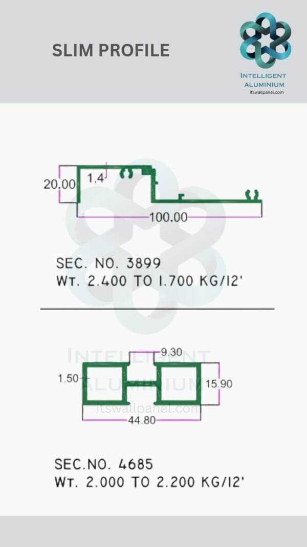 Aluminium Slim Partition Section