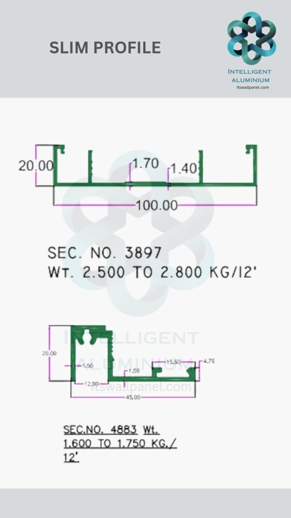 Aluminium Slim Partition Section