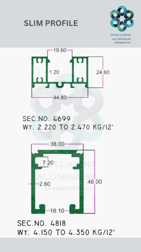 Aluminium Slim Partition Section