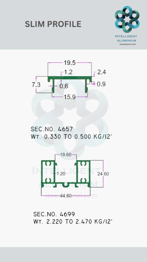 Aluminium Slim Partition Section