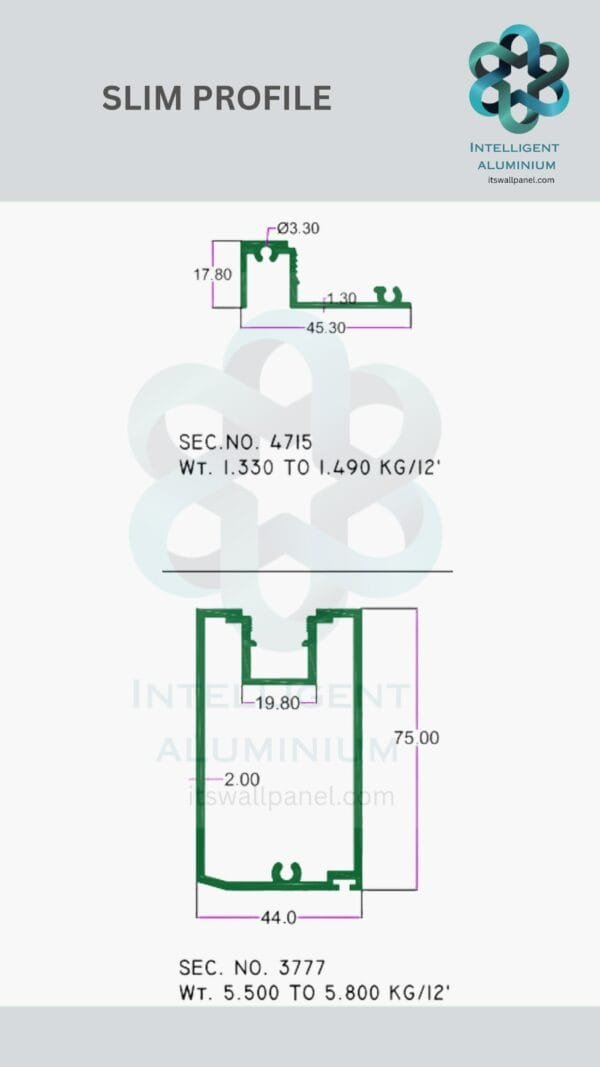 Aluminium Slim Partition Section