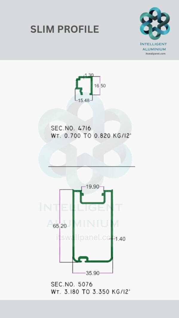 Aluminium Slim Partition Section