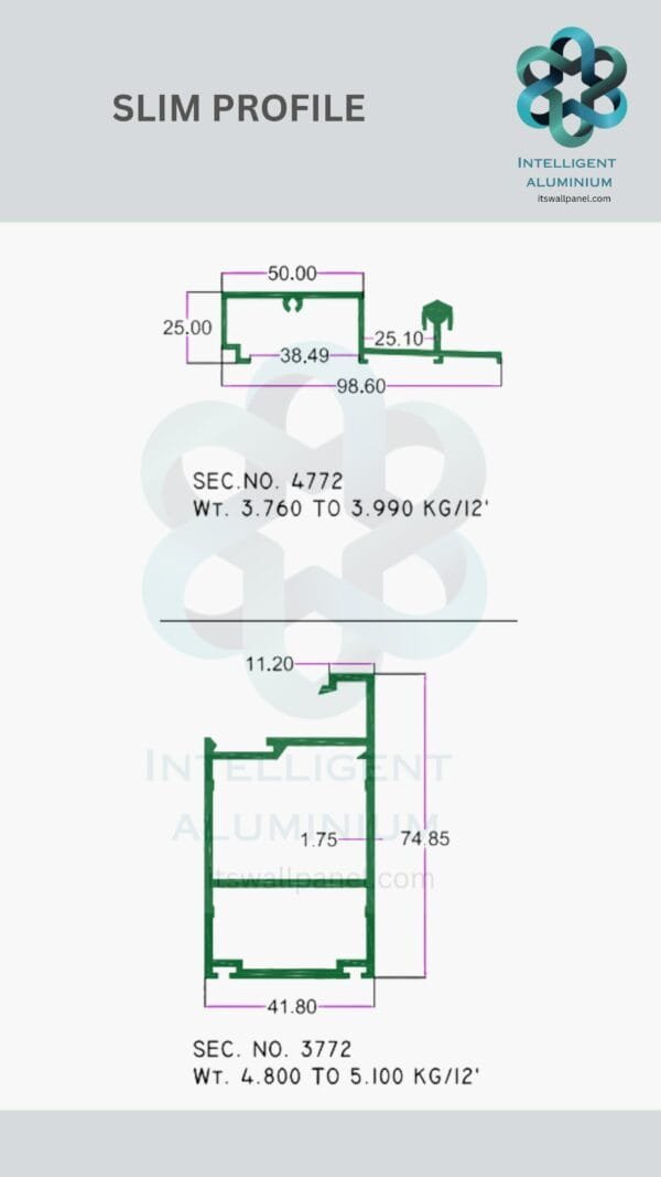 Aluminium Slim Partition Section