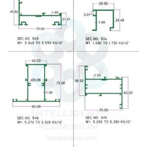 75MM Aluminium Casement Section